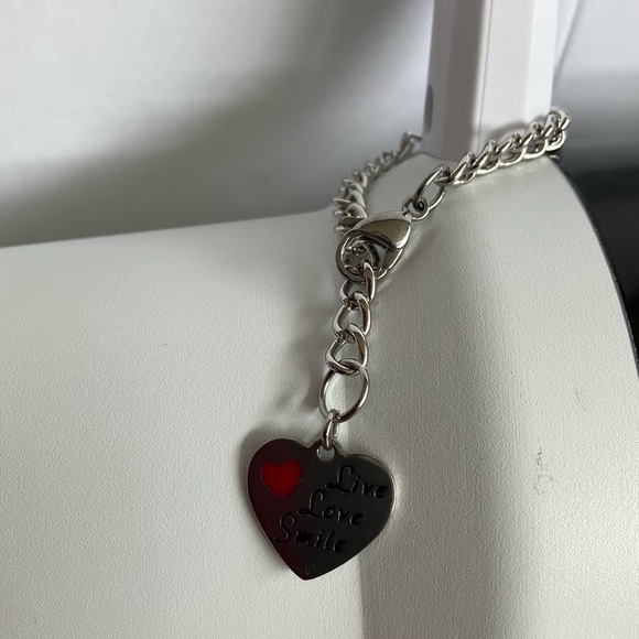 Hand Crafted Mug Charm Stainless Heart Live Love Smile Cup Handle Charm - Picture 2 of 5